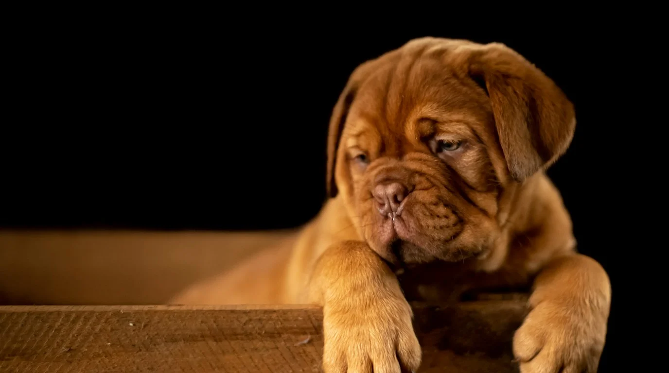 Dog sleeping peacefully and comfortably on supportive memory foam bed in living room